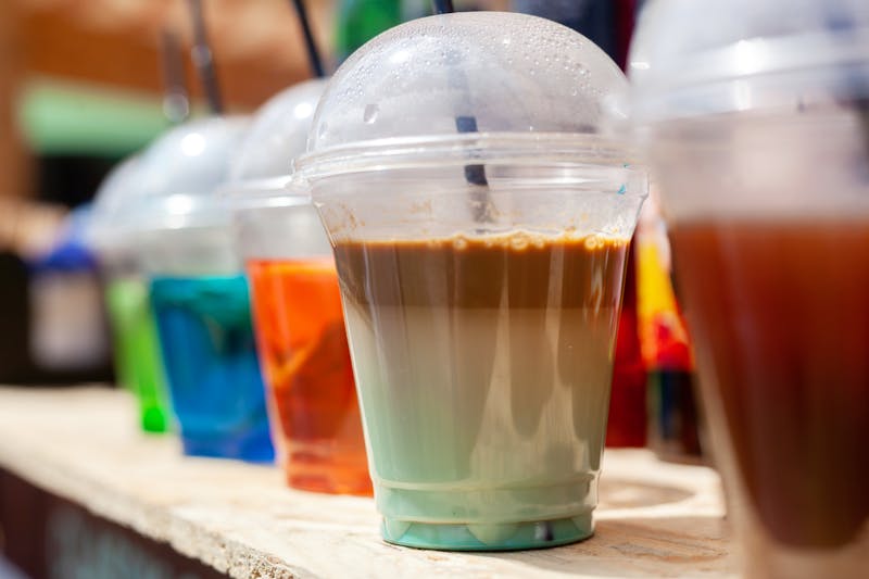 Fountain soft drink soda in cup with ice